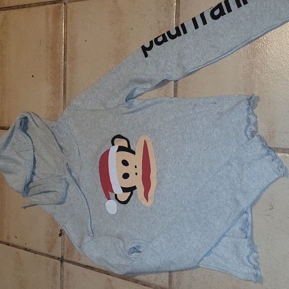 NWOT Paul Frank Large hoodie with Julius Monkey Santa ribbed grey - Picture 1 of 4